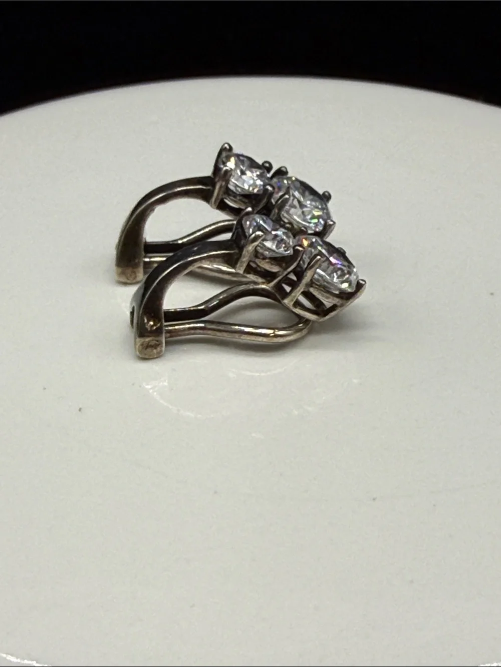 ⭐️925 Sterling Silver Earrings Round Cut Sparkling Clear CZ lever back clip on